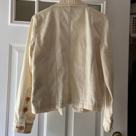 Vintage Kenneth Cole Reaction Jean Jacket sz L cream with floral lining - Picture 13 of 13
